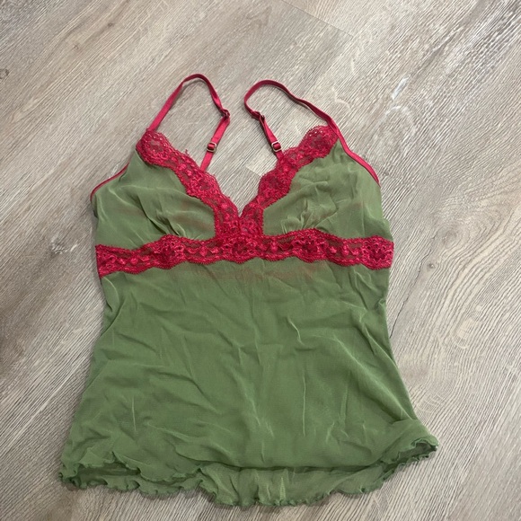 Jacob Olive and Crimson Lace Cami - Picture 1 of 3